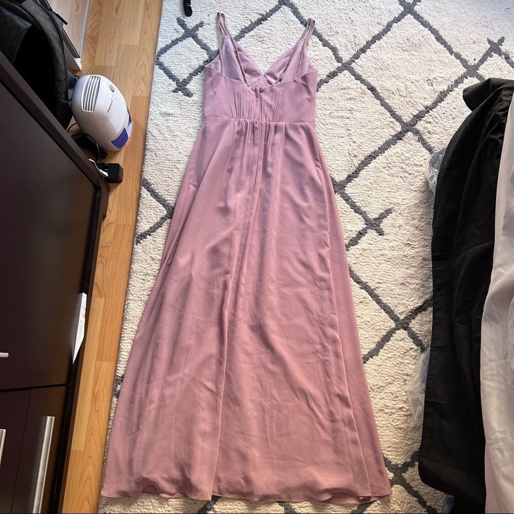 David’s Bridal Rhinestone Strap Long Bridesmaid Dress Quartz - Picture 5 of 16